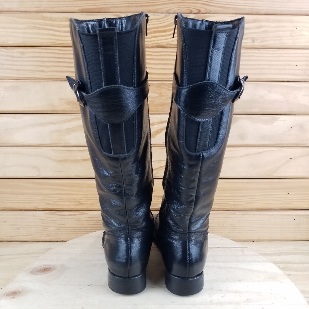 Vintage NARDUCCI Black BOHO Western Biker Leather Riding Boots Side Zip 37 EUR - Picture 3 of 12
